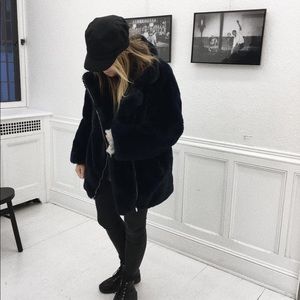 Midnight Faux Fur Coat